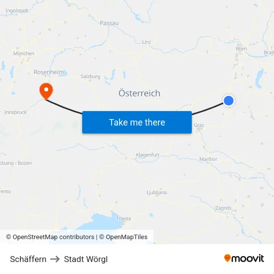 Schäffern to Stadt Wörgl map