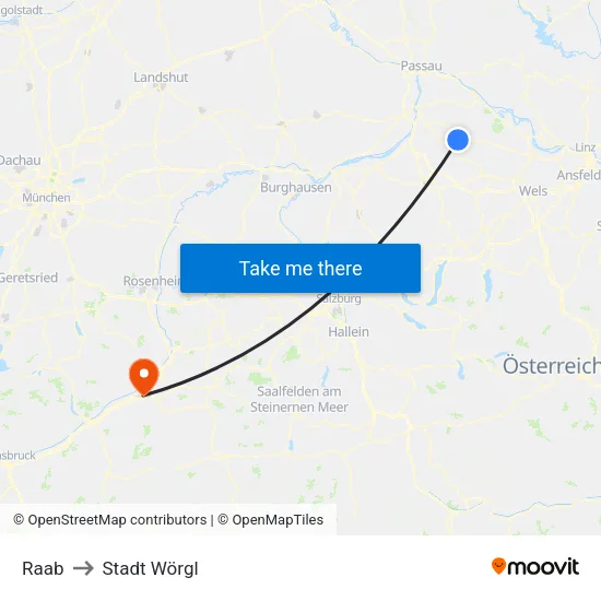Raab to Stadt Wörgl map