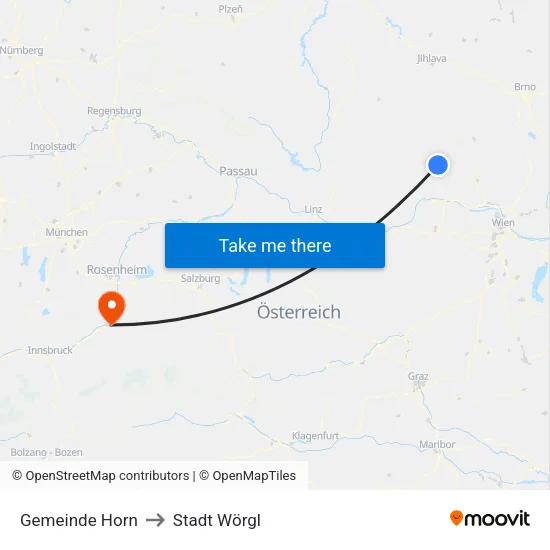 Gemeinde Horn to Stadt Wörgl map