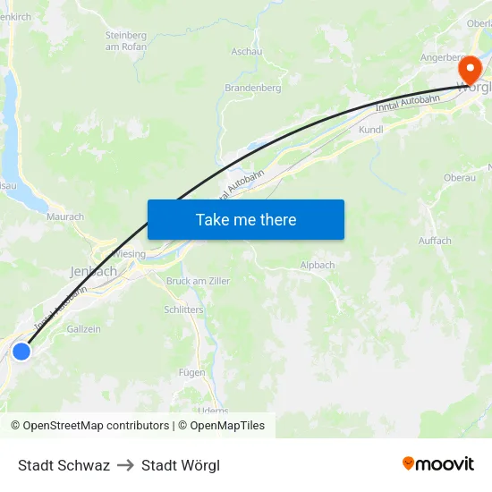 Stadt Schwaz to Stadt Wörgl map