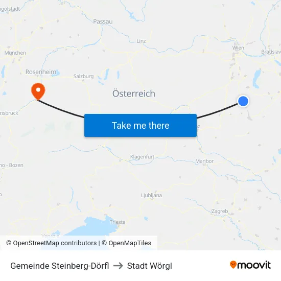 Gemeinde Steinberg-Dörfl to Stadt Wörgl map