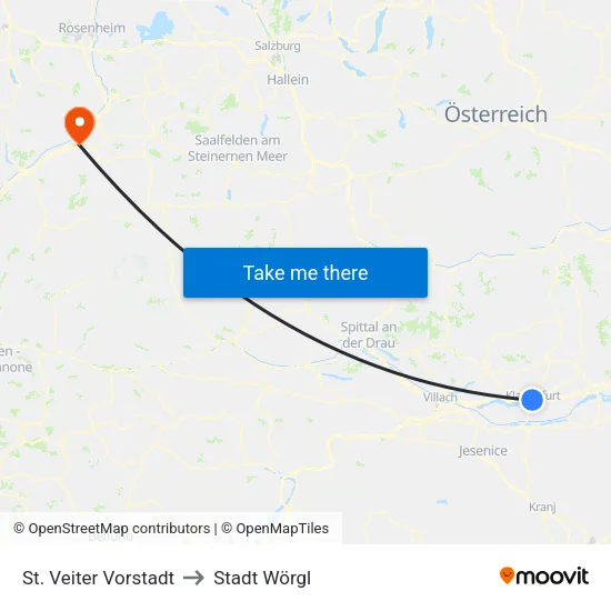 St. Veiter Vorstadt to Stadt Wörgl map