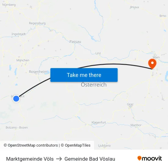 Marktgemeinde Völs to Gemeinde Bad Vöslau map