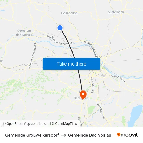 Gemeinde Großweikersdorf to Gemeinde Bad Vöslau map