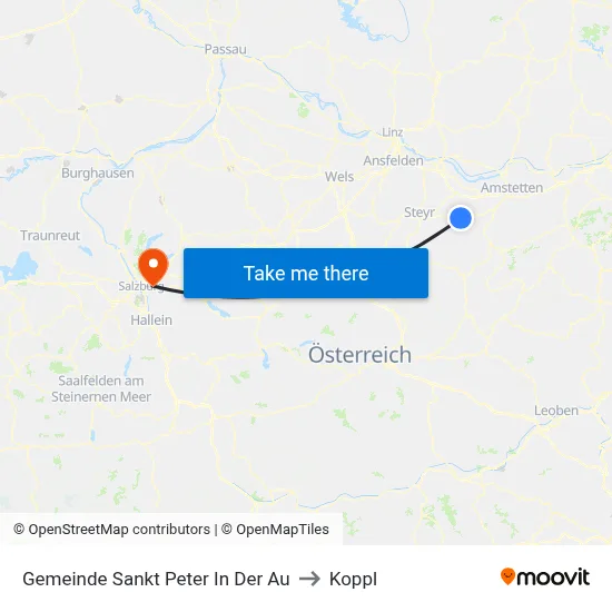 Gemeinde Sankt Peter In Der Au to Koppl map