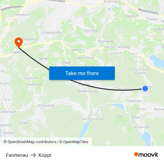 Faistenau to Koppl map