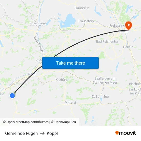 Gemeinde Fügen to Koppl map