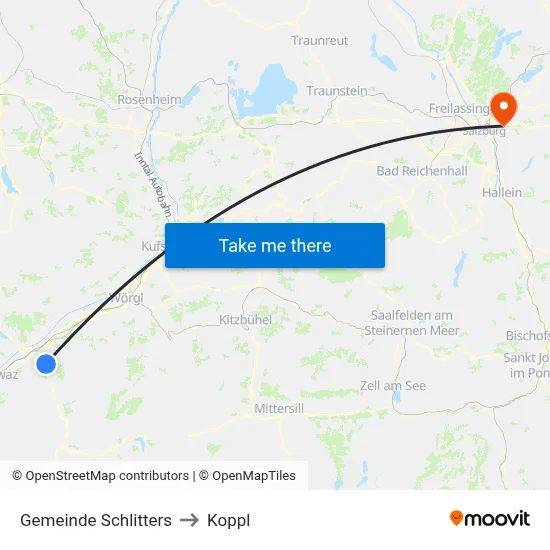 Gemeinde Schlitters to Koppl map