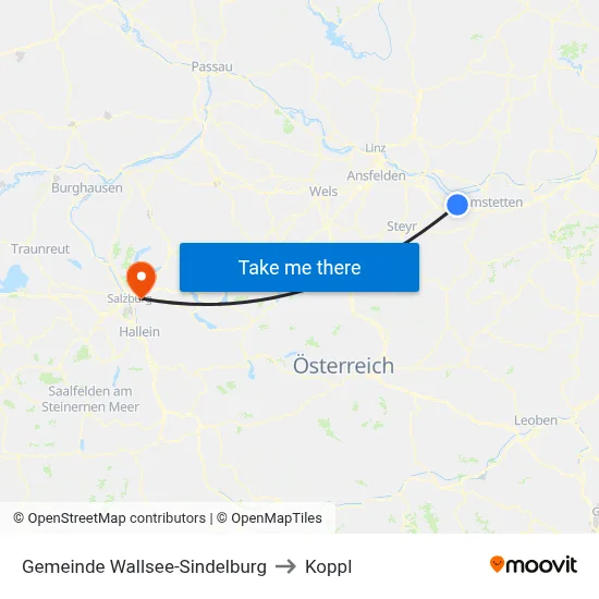 Gemeinde Wallsee-Sindelburg to Koppl map