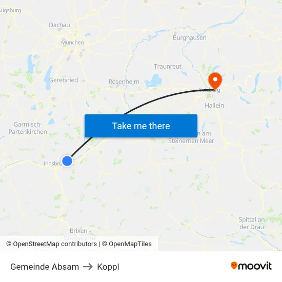 Gemeinde Absam to Koppl map