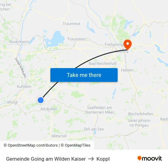 Gemeinde Going am Wilden Kaiser to Koppl map