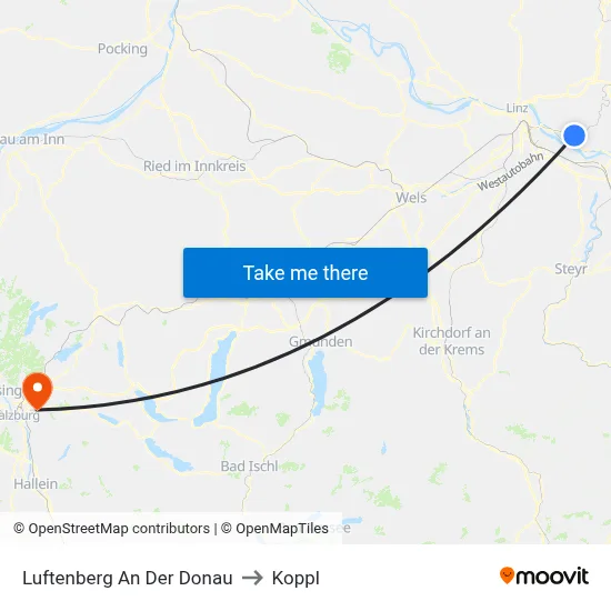 Luftenberg An Der Donau to Koppl map