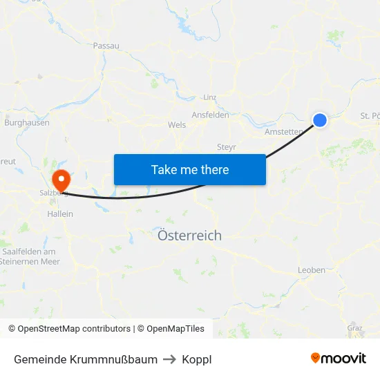 Gemeinde Krummnußbaum to Koppl map