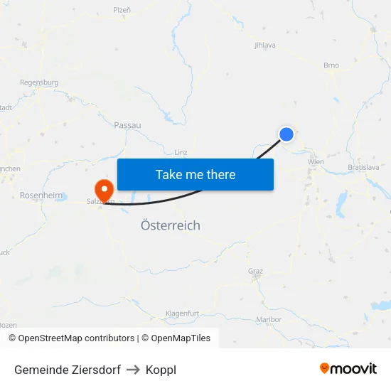 Gemeinde Ziersdorf to Koppl map