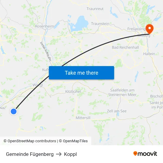 Gemeinde Fügenberg to Koppl map