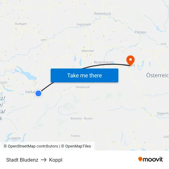 Stadt Bludenz to Koppl map