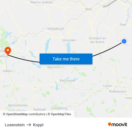 Losenstein to Koppl map