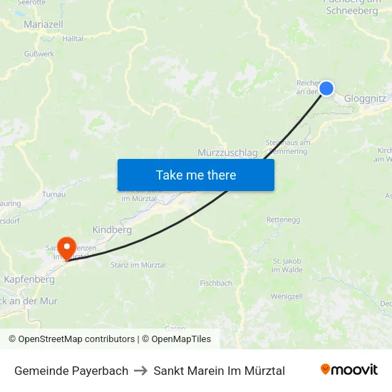 Gemeinde Payerbach to Sankt Marein Im Mürztal map