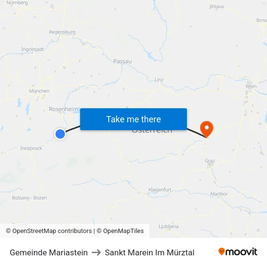 Gemeinde Mariastein to Sankt Marein Im Mürztal map