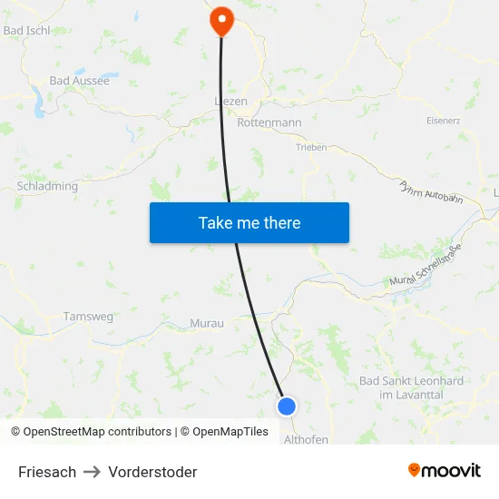 Friesach to Vorderstoder map