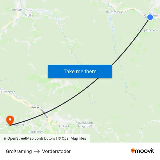 Großraming to Vorderstoder map