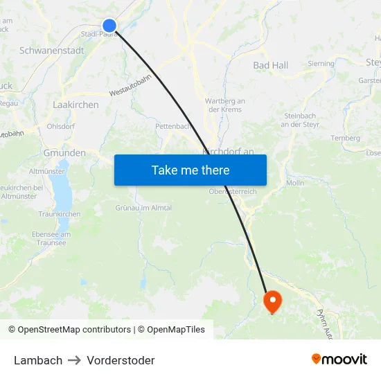 Lambach to Vorderstoder map