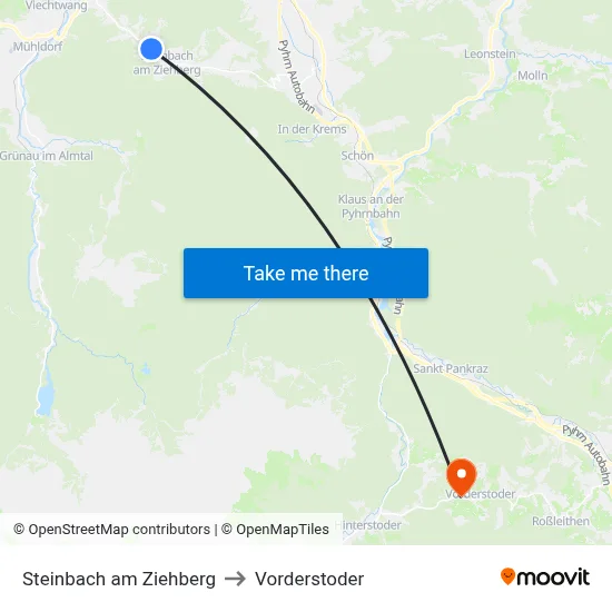 Steinbach am Ziehberg to Vorderstoder map