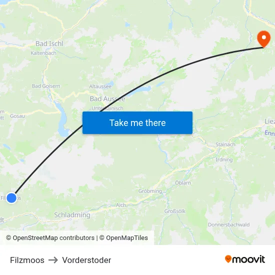 Filzmoos to Vorderstoder map