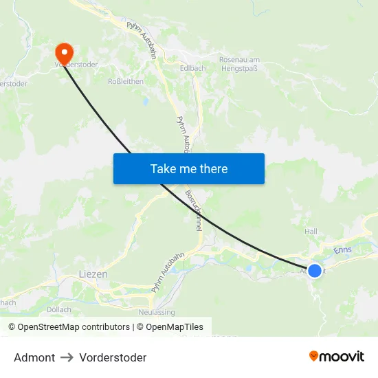Admont to Vorderstoder map