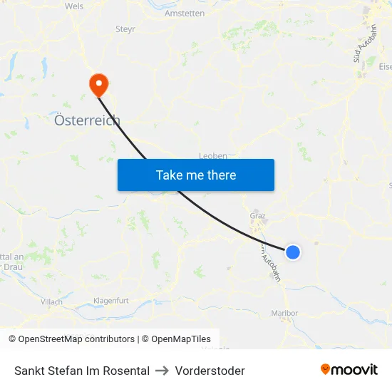 Sankt Stefan Im Rosental to Vorderstoder map