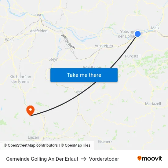 Gemeinde Golling An Der Erlauf to Vorderstoder map