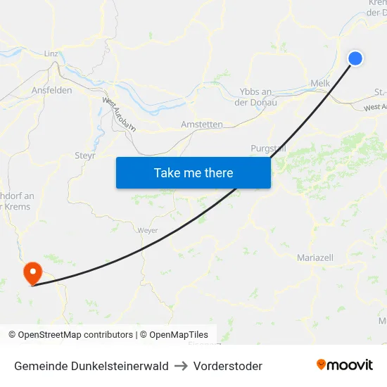 Gemeinde Dunkelsteinerwald to Vorderstoder map