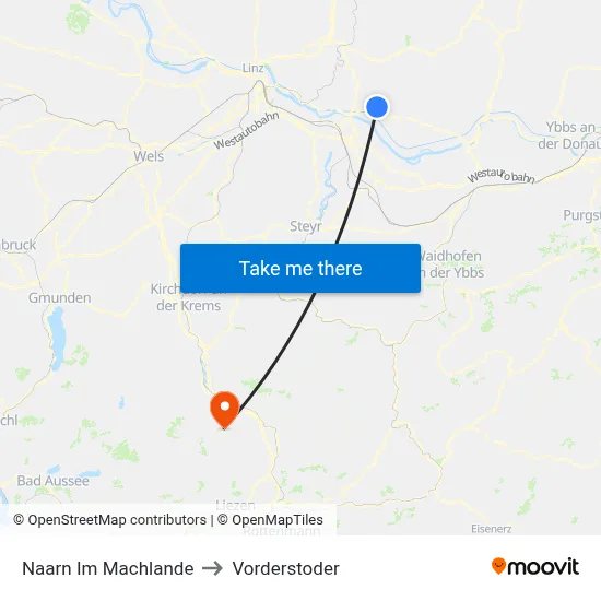 Naarn Im Machlande to Vorderstoder map
