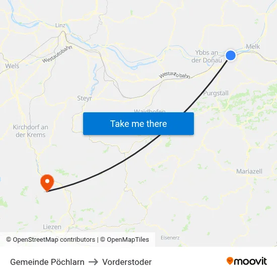 Gemeinde Pöchlarn to Vorderstoder map