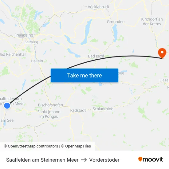 Saalfelden am Steinernen Meer to Vorderstoder map