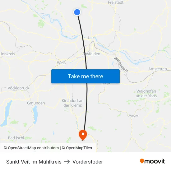 Sankt Veit Im Mühlkreis to Vorderstoder map