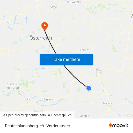 Deutschlandsberg to Vorderstoder map