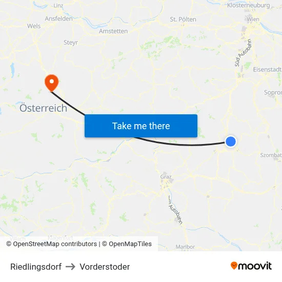 Riedlingsdorf to Vorderstoder map