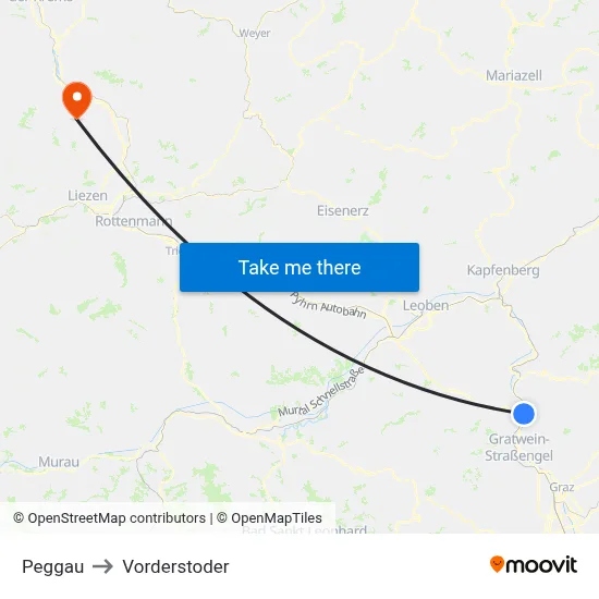 Peggau to Vorderstoder map