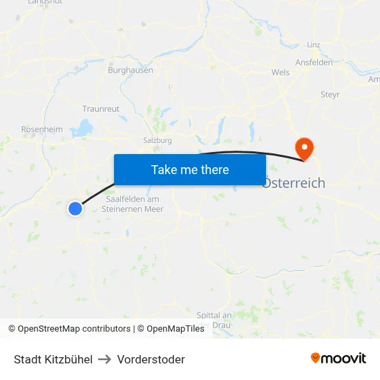 Stadt Kitzbühel to Vorderstoder map