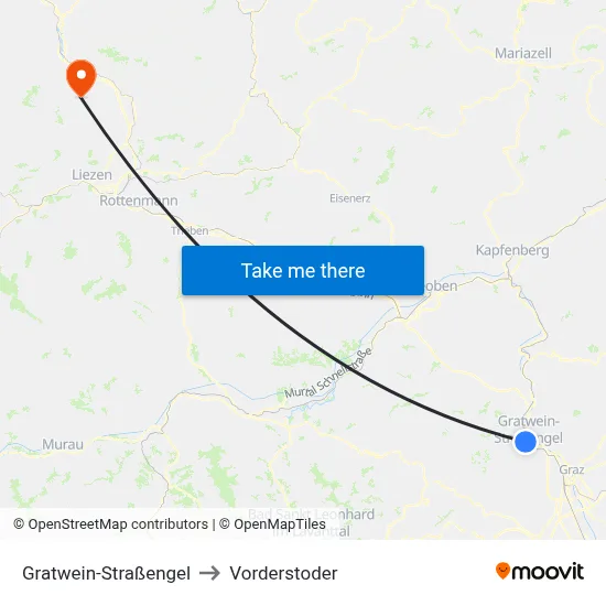 Gratwein-Straßengel to Vorderstoder map