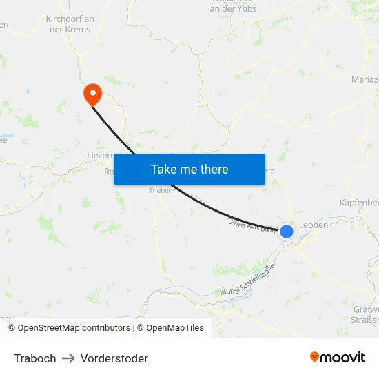 Traboch to Vorderstoder map