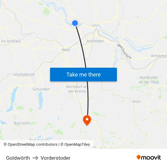 Goldwörth to Vorderstoder map