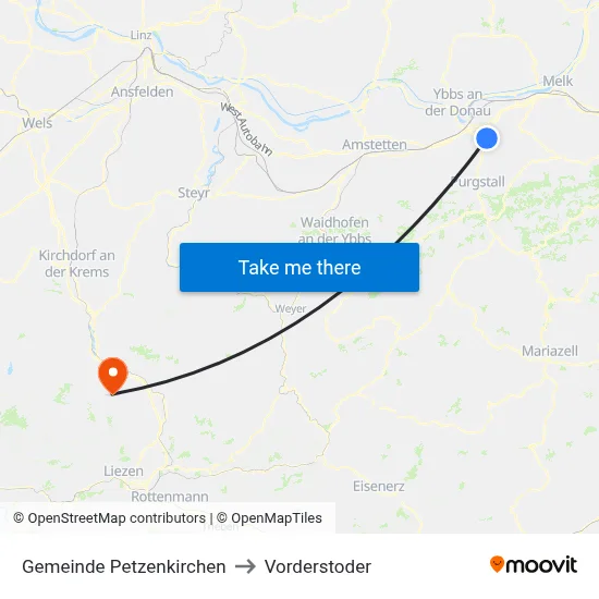 Gemeinde Petzenkirchen to Vorderstoder map