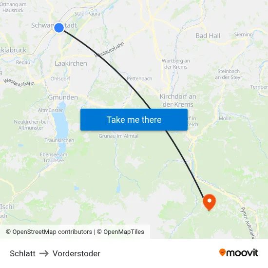 Schlatt to Vorderstoder map