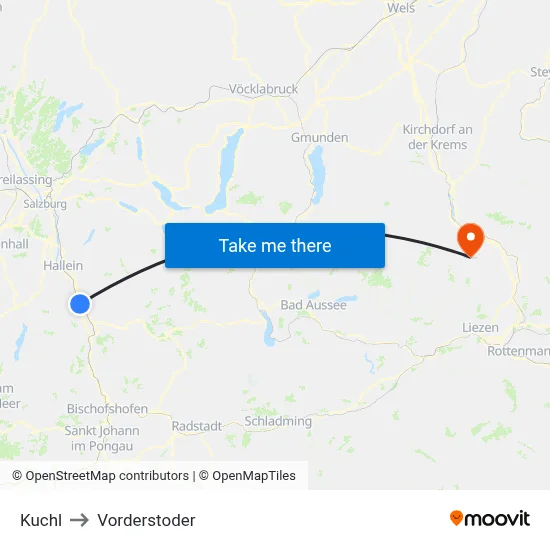 Kuchl to Vorderstoder map