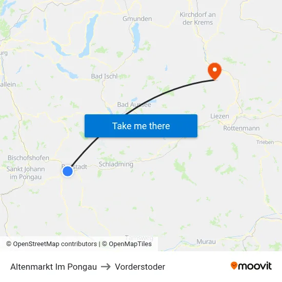 Altenmarkt Im Pongau to Vorderstoder map