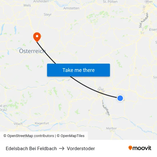 Edelsbach Bei Feldbach to Vorderstoder map