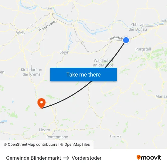 Gemeinde Blindenmarkt to Vorderstoder map