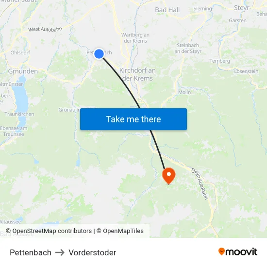Pettenbach to Vorderstoder map